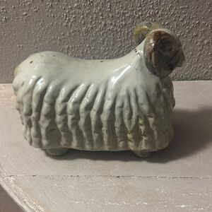 Ceramic Sheep Figurine - Cream and Brown